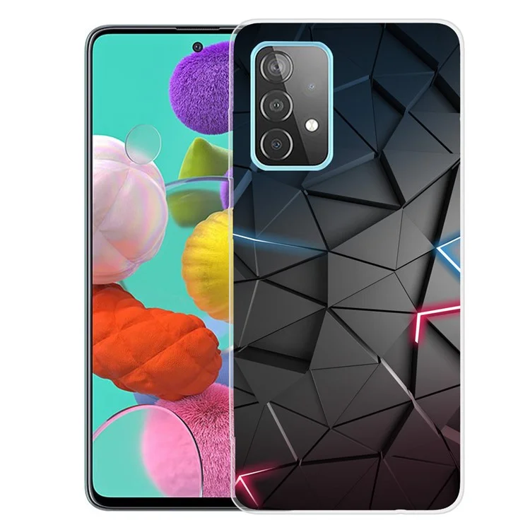 Pattern Printing Flexible TPU Cover Case for Samsung Galaxy A52 4G/5G / A52s 5G - Black/Triangle