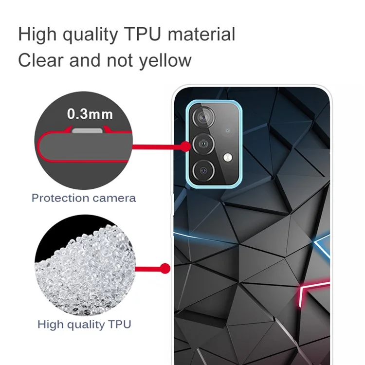 Pattern Printing Flexible TPU Cover Case for Samsung Galaxy A52 4G/5G / A52s 5G - Black/Triangle
