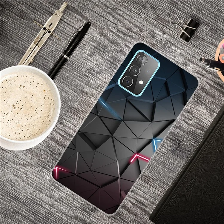 Pattern Printing Flexible TPU Cover Case for Samsung Galaxy A52 4G/5G / A52s 5G - Black/Triangle