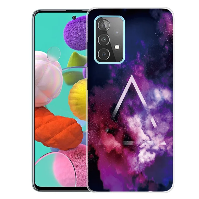 غطاء خلفي مرن مطبوع عليه تصميمات، من مادة TPU لهاتف سامسونج جالكسي A52 4G/5G / A52s 5G - سحابة ملونة