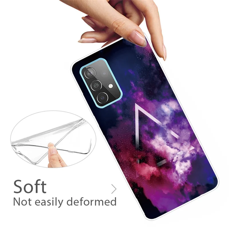 غطاء خلفي مرن مطبوع عليه تصميمات، من مادة TPU لهاتف سامسونج جالكسي A52 4G/5G / A52s 5G - سحابة ملونة