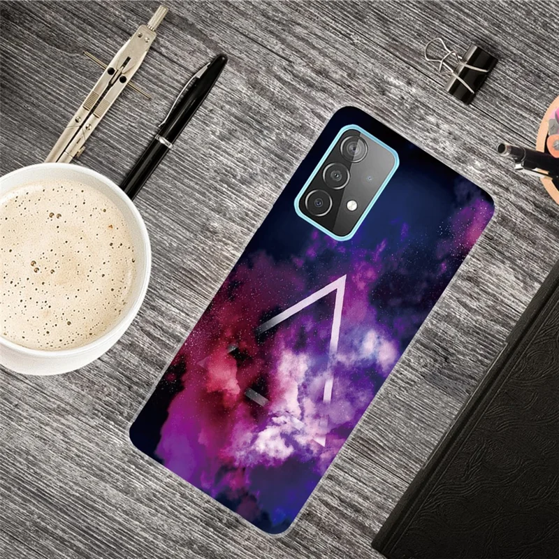 غطاء خلفي مرن مطبوع عليه تصميمات، من مادة TPU لهاتف سامسونج جالكسي A52 4G/5G / A52s 5G - سحابة ملونة