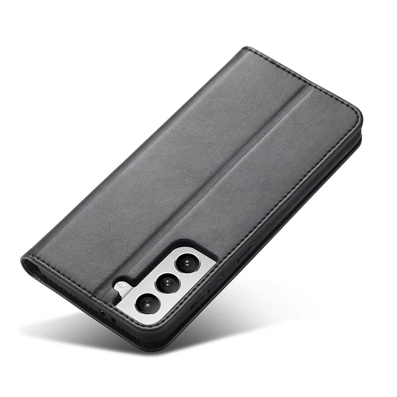 Auto-absorbed Leather Wallet Stand Cell Phone Protective Case for Samsung Galaxy S21+ 5G - Black