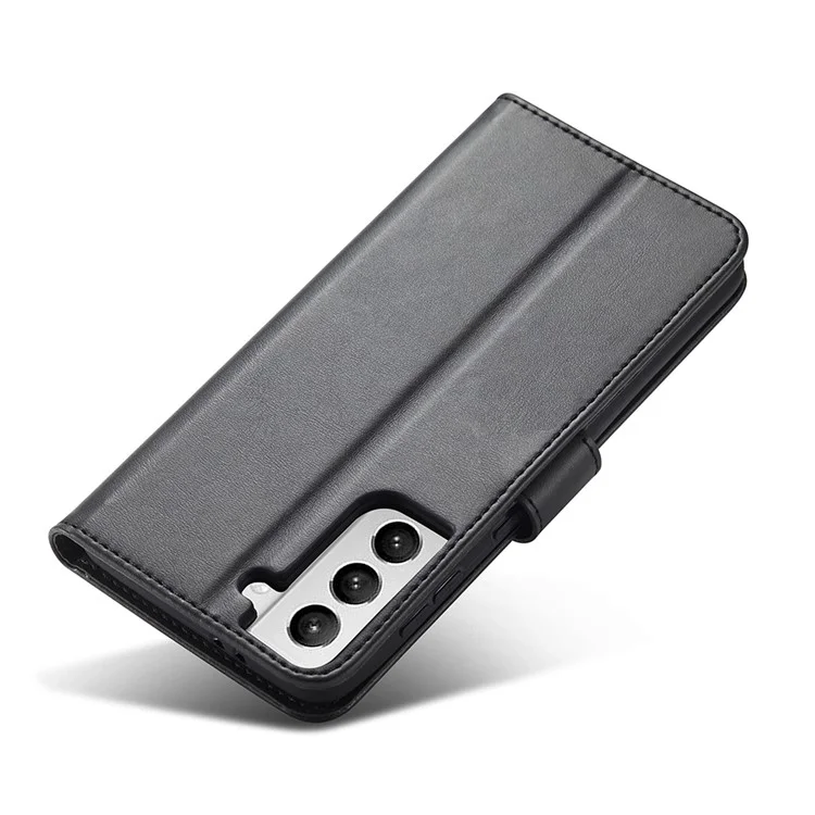 Étui de téléphone en cuir PU et TPU avec fermoir magnétique de style classique pour Samsung Galaxy S21 4G/5G - Noir
