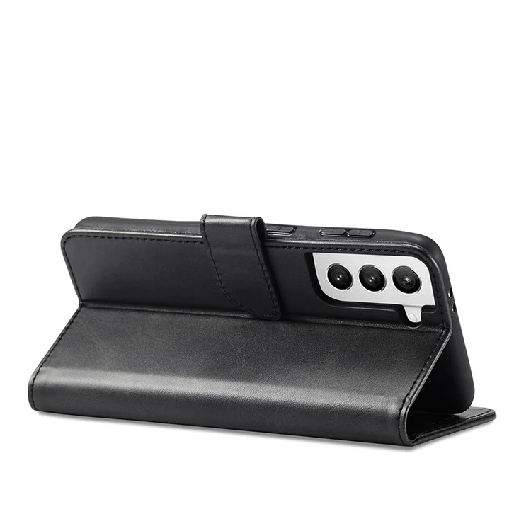 Étui de téléphone en cuir PU et TPU avec fermoir magnétique de style classique pour Samsung Galaxy S21 4G/5G - Noir