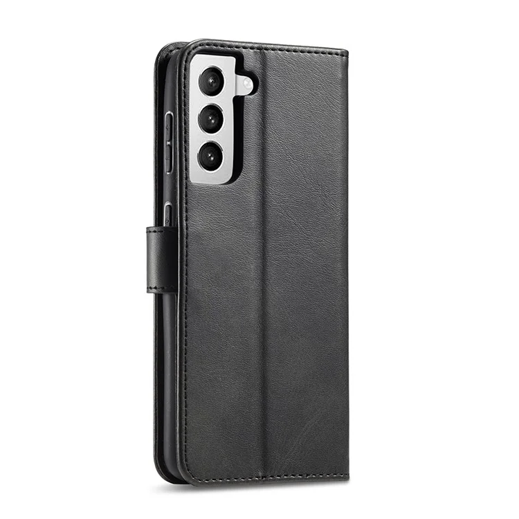 Étui de téléphone en cuir PU et TPU avec fermoir magnétique de style classique pour Samsung Galaxy S21 4G/5G - Noir