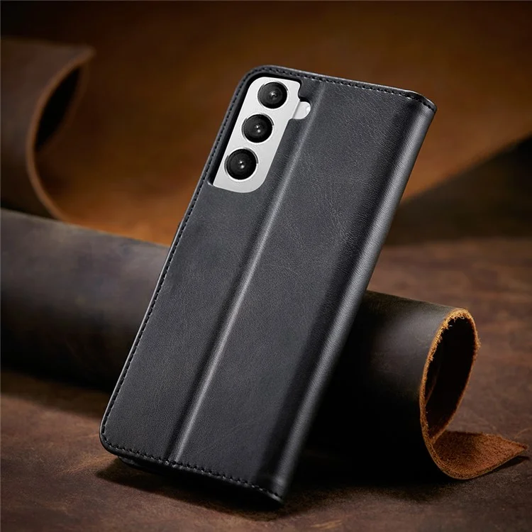 Étui de téléphone en cuir PU et TPU avec fermoir magnétique de style classique pour Samsung Galaxy S21 4G/5G - Noir