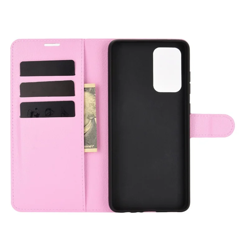 Litchi Texture Leather Wallet Stand Design Phone Cover for Samsung Galaxy A52 4G / 5G / A52s 5G - Pink