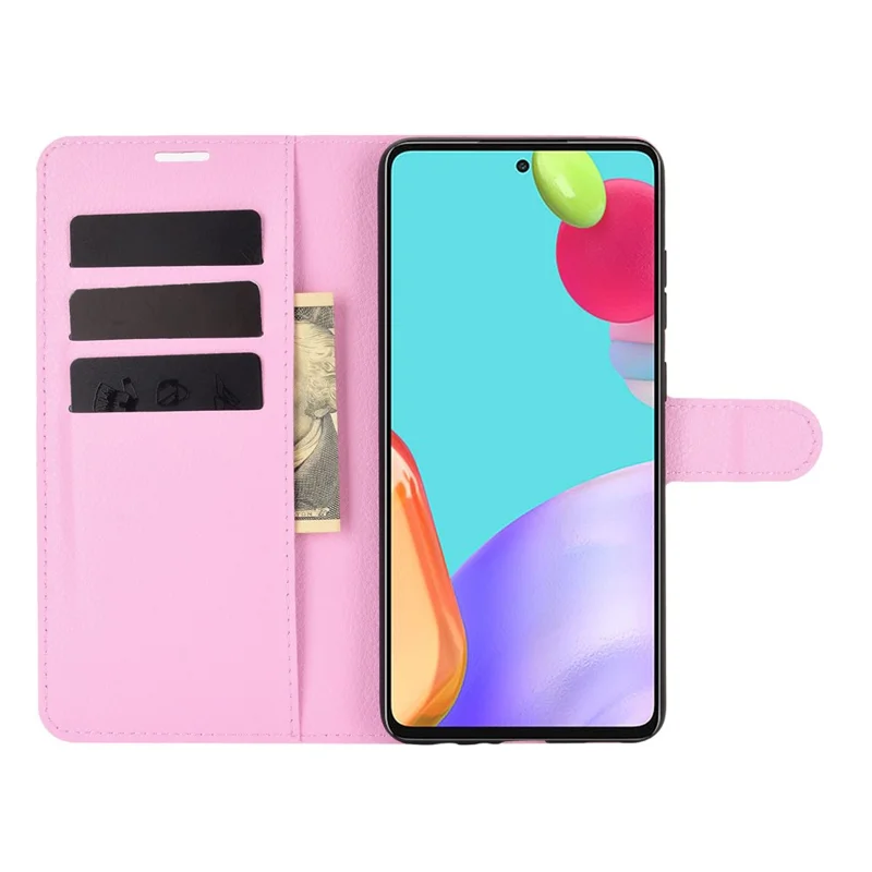 Litchi Texture Leather Wallet Stand Design Phone Cover for Samsung Galaxy A52 4G / 5G / A52s 5G - Pink