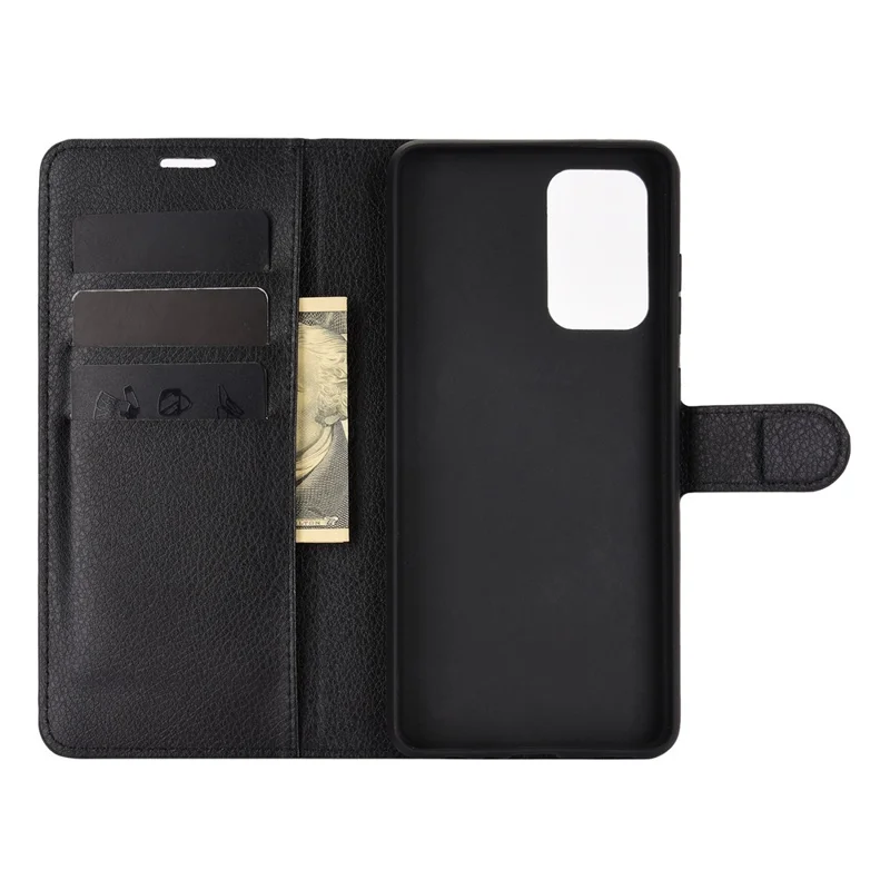 Litchi Texture Leather Wallet Stand Design Phone Cover for Samsung Galaxy A52 4G / 5G / A52s 5G - Black