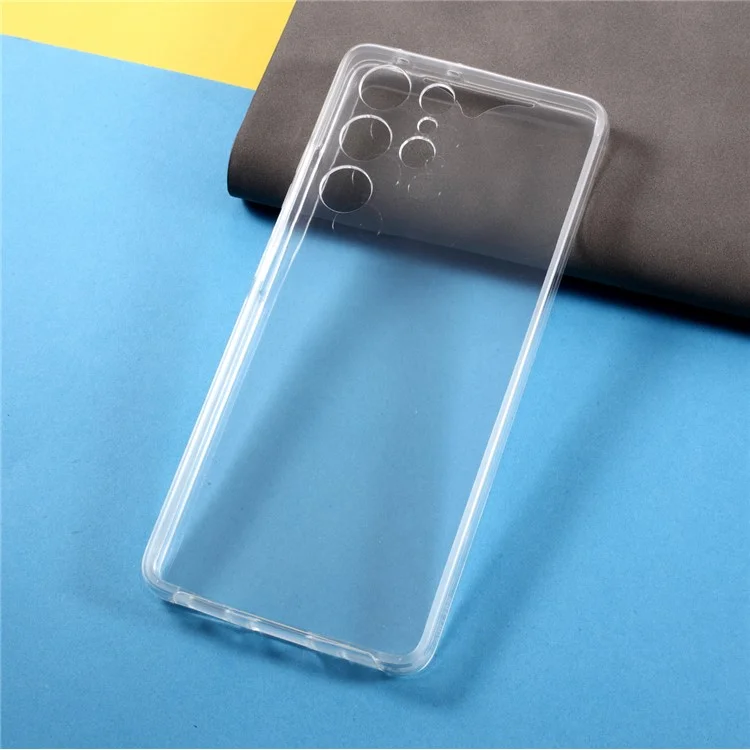 PET Cover + TPU Frame + Acrylic Panel Clear Full Protection Phone Shell for Samsung Galaxy S21 Ultra 5G Hybrid Case