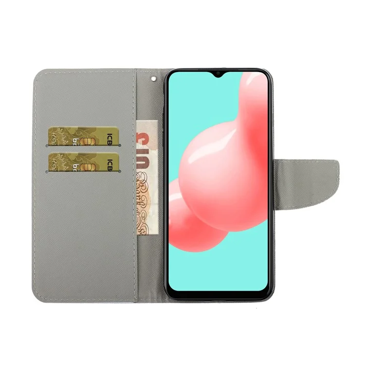 PU-Leder-Telefon-Wallet-Stand-Muster-Druckschutz-Schutzhülle Für Samsung Galaxy A12 - Katze