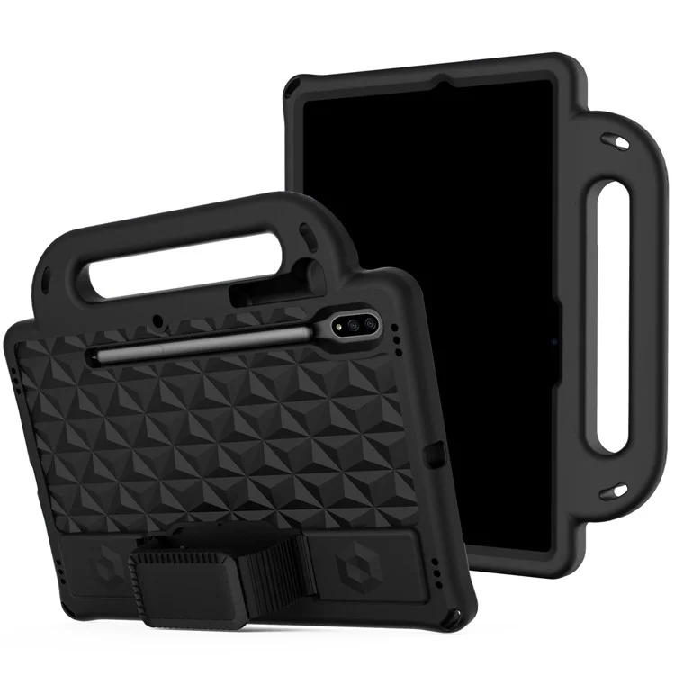 Funda de protección Rhombus Design EVA + Correa de hombro para Samsung Galaxy Tab S7 / S8 - Negro