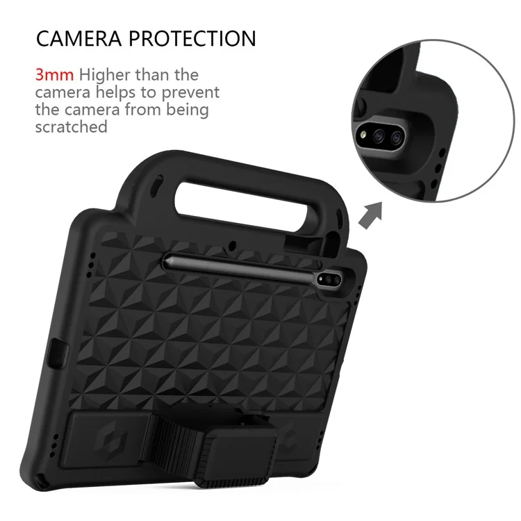 Funda de protección Rhombus Design EVA + Correa de hombro para Samsung Galaxy Tab S7 / S8 - Negro