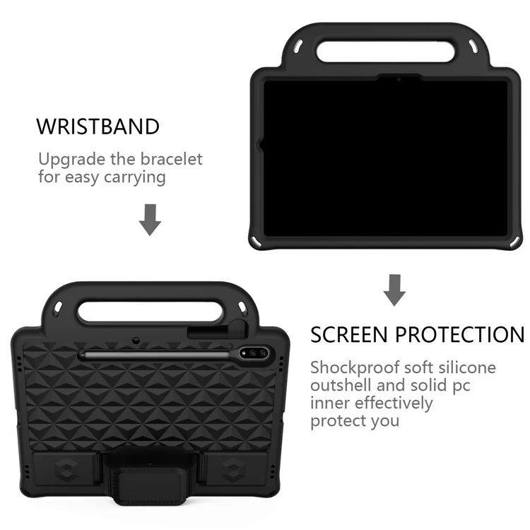 Funda de protección Rhombus Design EVA + Correa de hombro para Samsung Galaxy Tab S7 / S8 - Negro
