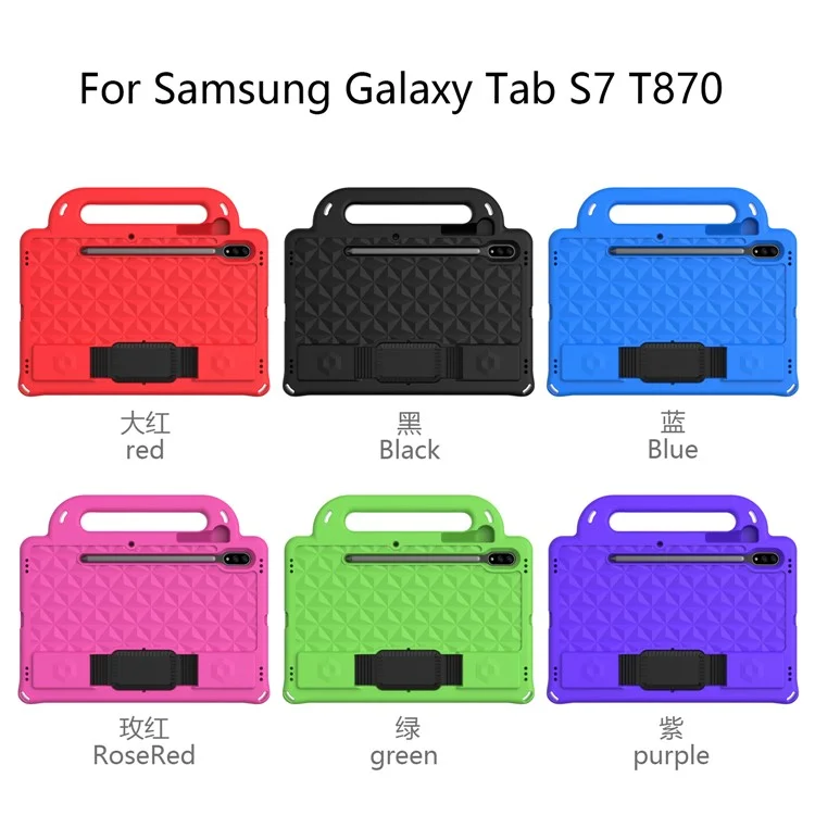 Rombus Design Case Case + Плечевой Ремень Для Samsung Galaxy Tab S7 - Черный