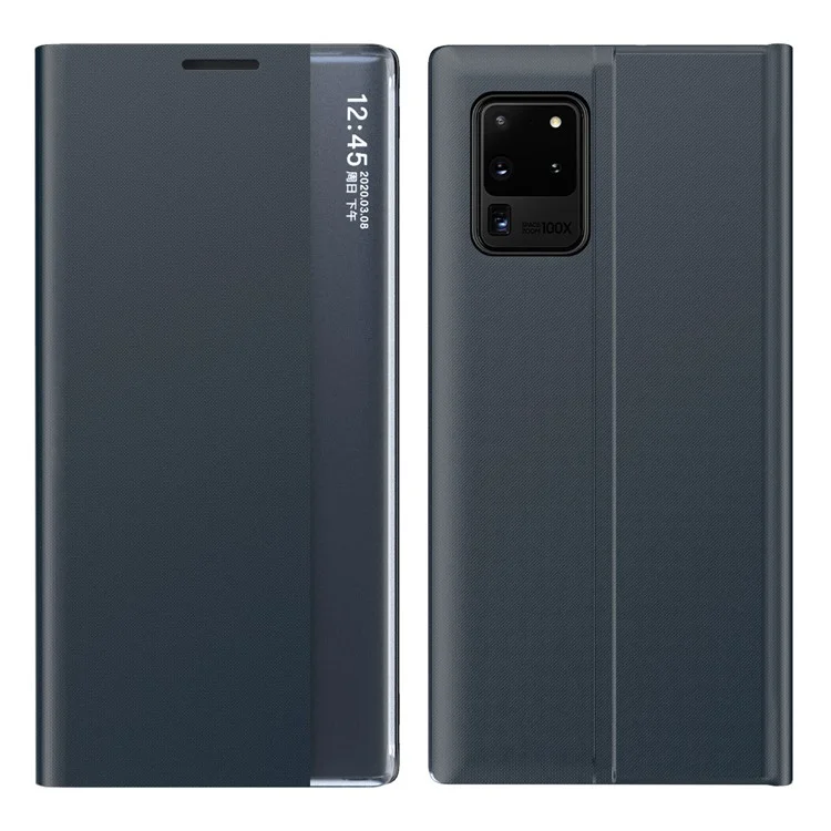 Per Samsung Galaxy A52 4G / 5g / A52s 5G Visualizza la Finestra Custodia PU Coperchio Autosorbato Automabile - Blu Scuro