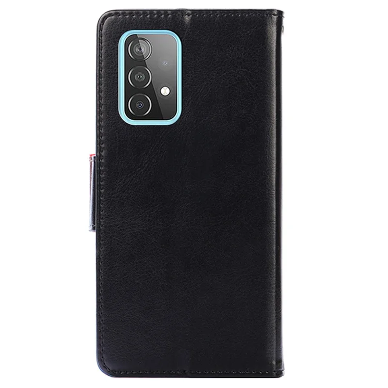 Wallet Textured Leather Stand Phone Shell for Samsung Galaxy AA52 4G/5G / A52s 5G - Black