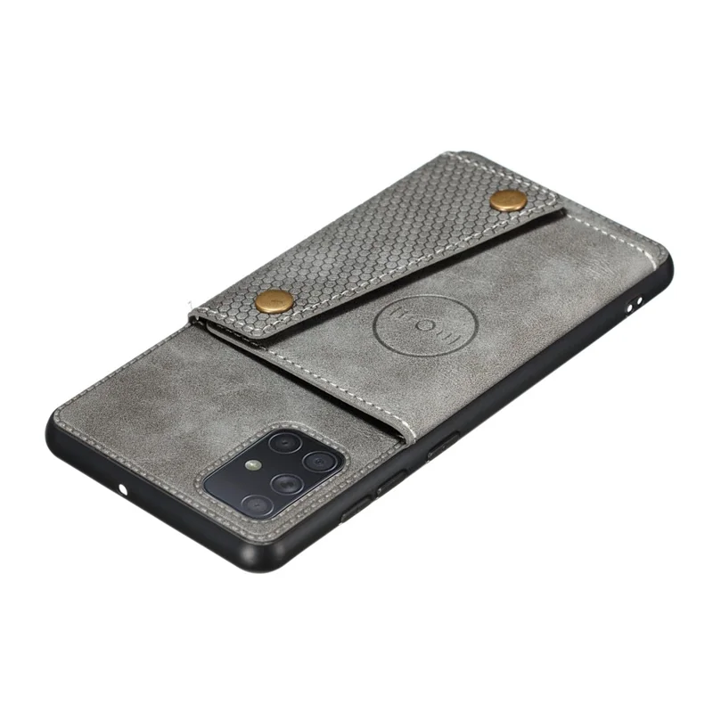 PU Leather Coated TPU Shell Case with Kickstand and Card Holder [Built-in Vehicle Magnetic Sheet] for Samsung Galaxy A52 4G/5G / A52s 5G - Grey