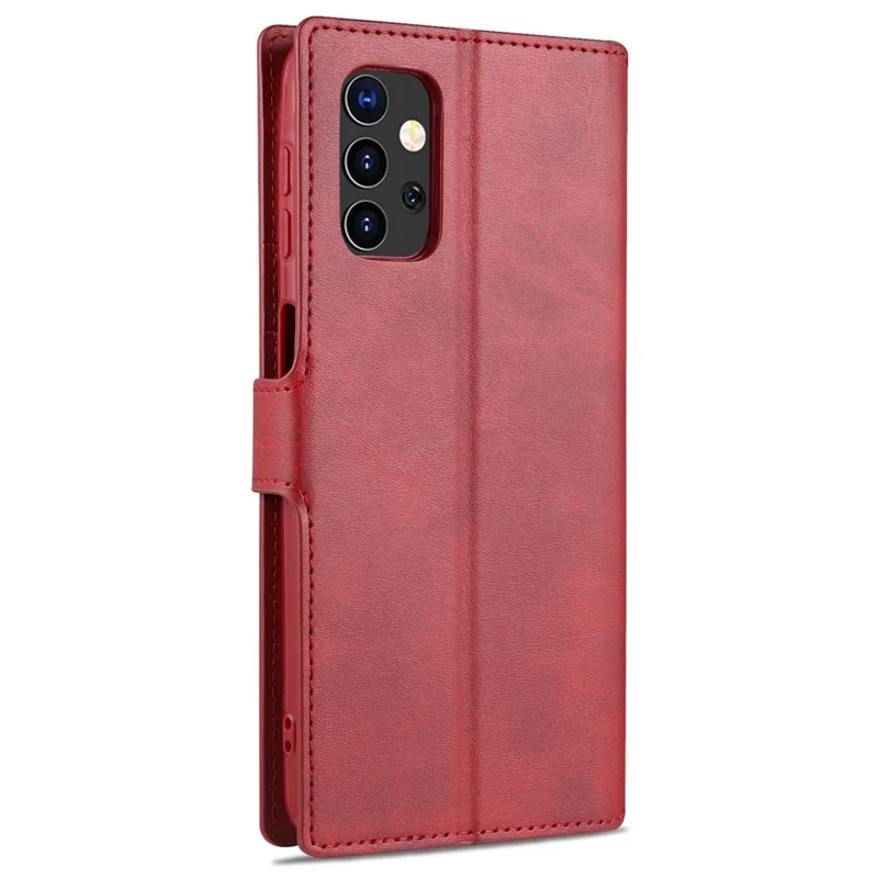 AZNS Dual-sided Magnetic Clasp Wallet Leather Stand Case for Samsung Galaxy A32 5G - Red