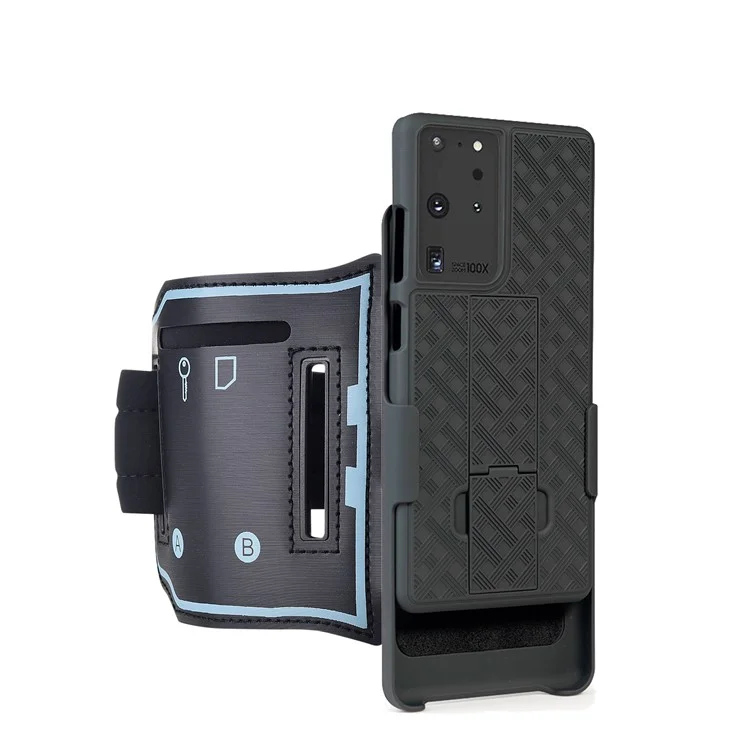 Gewebter Muster -pc -hülle Mit Nylon Sport Armband- Und Kickstand -telefonabdeckung Für Samsung Galaxy S21 Ultra 5G