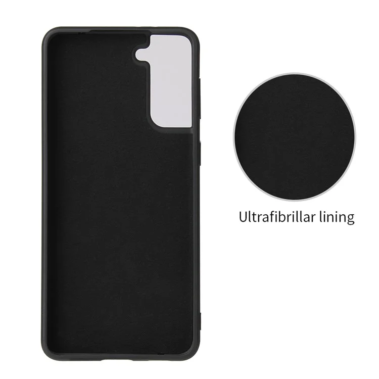 Capa De Telefone Revestida Com Couro Pu + Design De Kickstand De Forma De Anel Para Samsung Galaxy S21 Plus 5G - Textura De Fibra De Carbono