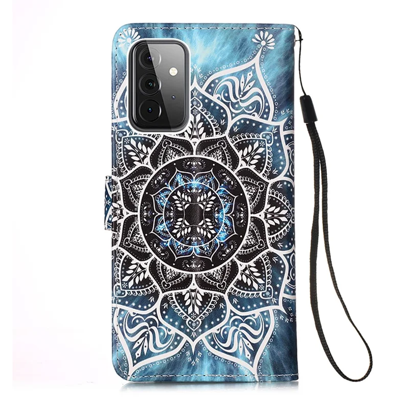 Foliiowy etui portfel z podstawką ze skóry z nadrukiem wzoru dla Samsung Galaxy A52 4G/5G / A52s 5G - Mandala