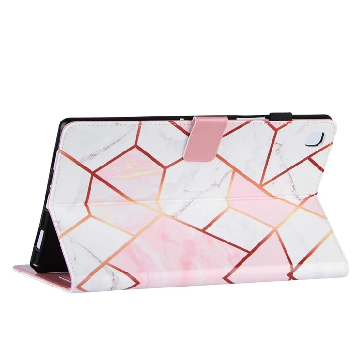 Étui à tablette à motif de découpe de marbre avec porte-cartes pour Samsung Galaxy Tab A7 10.4 (2020) / (2022) T500 / T505 - Rose / Blanc