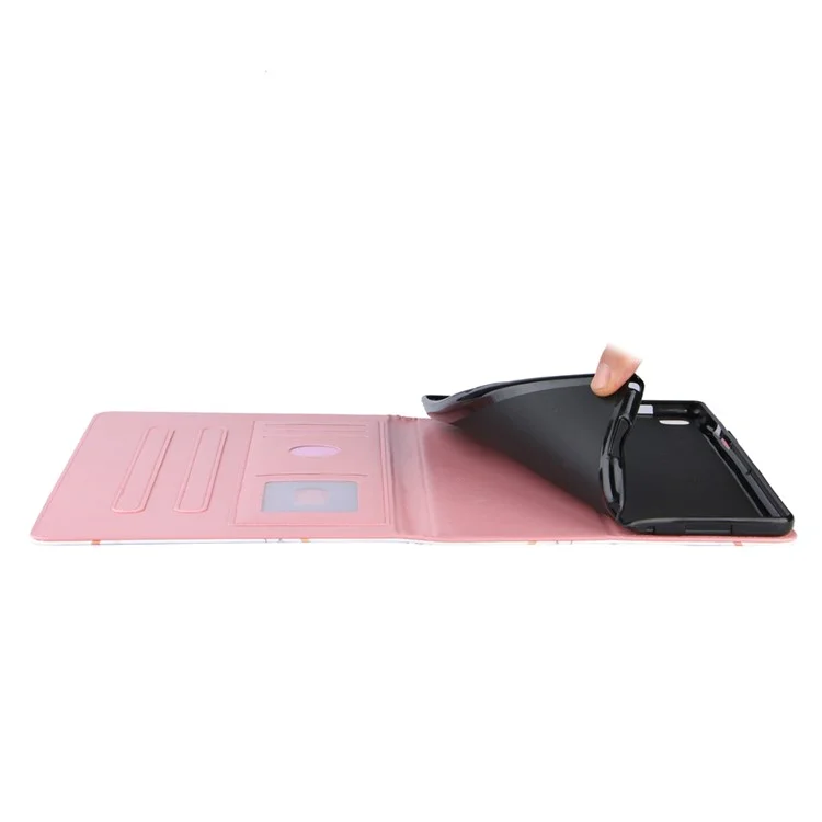 Étui à tablette à motif de découpe de marbre avec porte-cartes pour Samsung Galaxy Tab A7 10.4 (2020) / (2022) T500 / T505 - Rose / Blanc