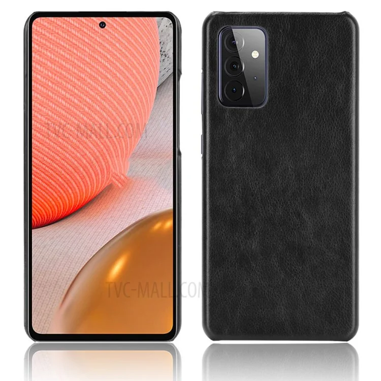Litchi Texture PU Кожаная Кожаная пк Мобильный Корпус Для Samsung Galaxy A72 5G / A72 4G - Черный