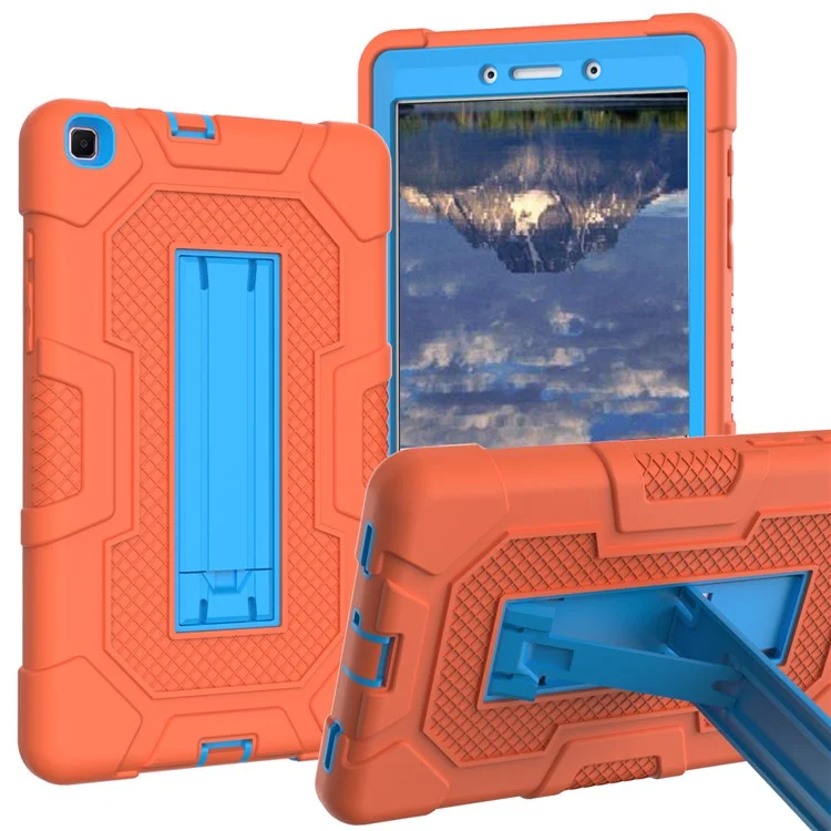 Kontrastreicher PC-TPU-Silikon-Tabletten-Etui mit Kickstand-Design für Samsung Galaxy Tab A 8.0 Wi-Fi (2019) SM-T290 - Orange/Blau