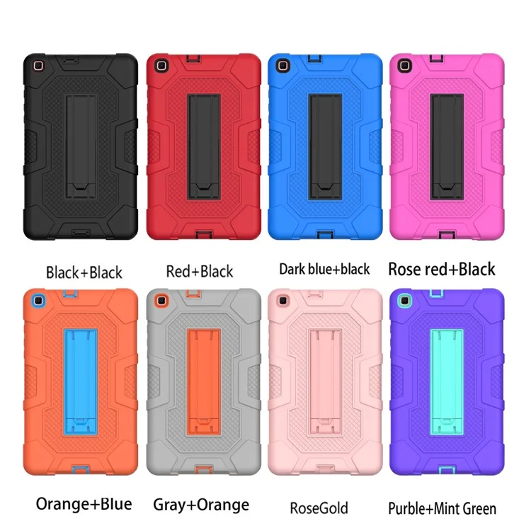 Contrast Color PC TPU Silicona Case de Tableta Deslice la Cubierta de Diseño de Parada de Patada Para Samsung Galaxy Tab A 8.0 Wi-Fi (2019) SM-T290 - Naranja