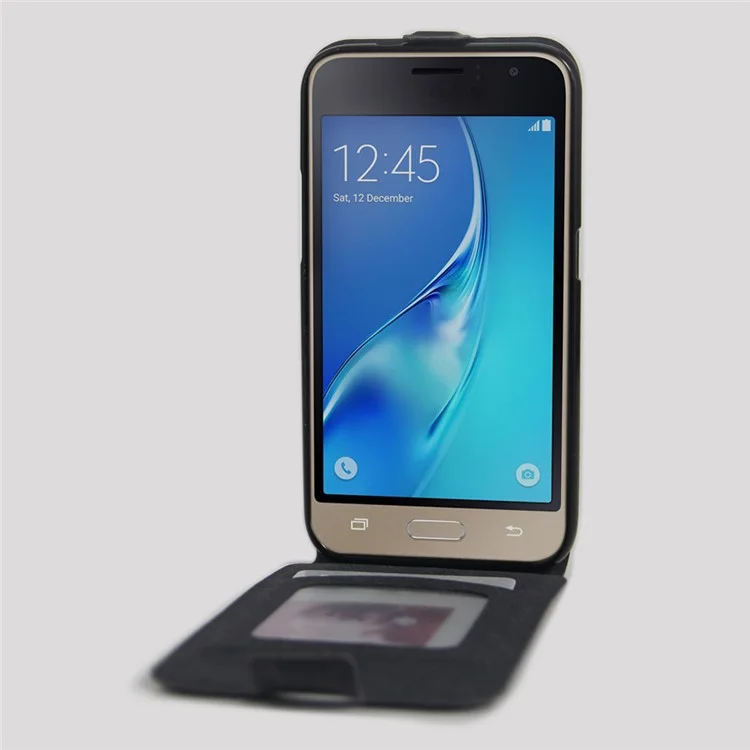 Vertical Flip Leather Case with ID Card Slot for Samsung Galaxy J1 (2016) - Black