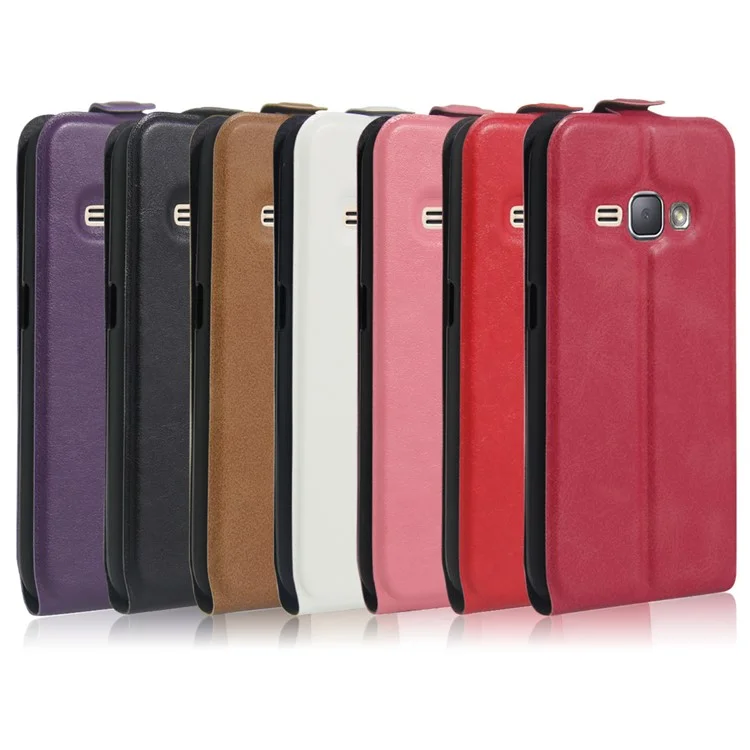 Vertical Flip Leather Case with ID Card Slot for Samsung Galaxy J1 (2016) - Black
