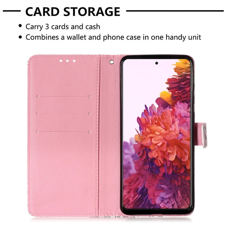 Pattern Printing Leather Wallet Stand Design Phone Case with Lanyard for Samsung Galaxy S21 Ultra 5G - Sea Of Clouds / Colorful