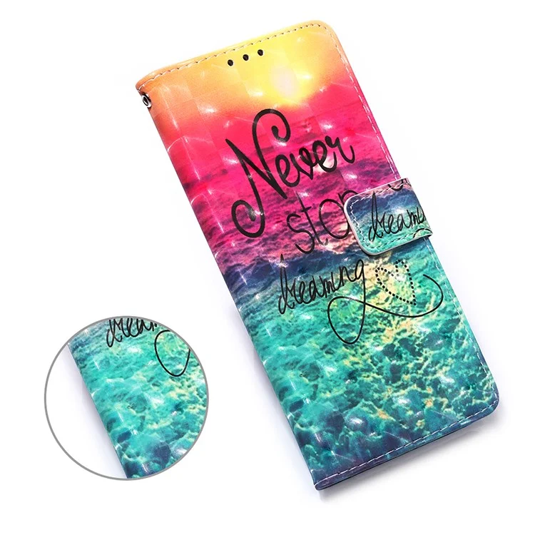 Lanyard Design Pattern Printing Design Leather Phone Case with Wallet and Stand for Samsung Galaxy A12 / M12 - Sea Of Clouds / Colorful
