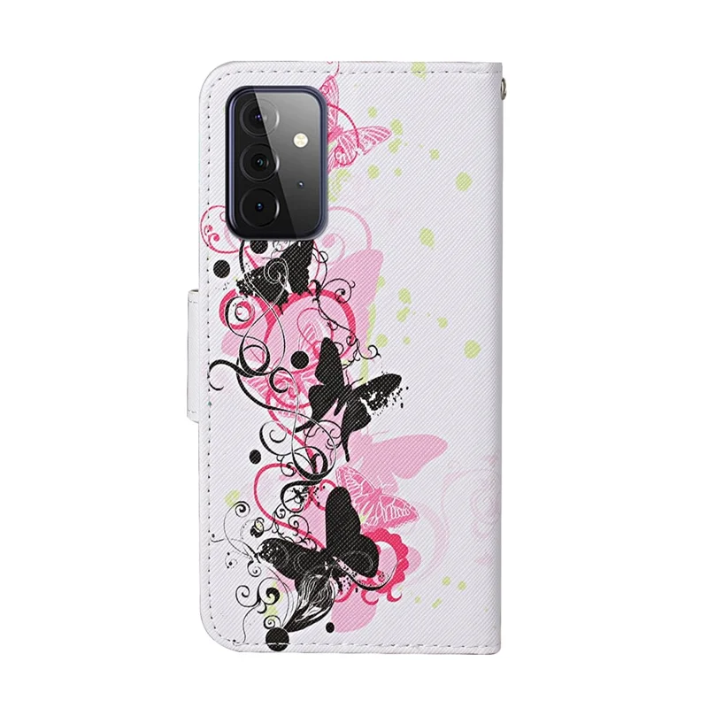 TPU + PU Leren Portemonnee Stand Telefoonhoesje met Lus voor Samsung Galaxy A72 5G / A72 4G - Vlinder