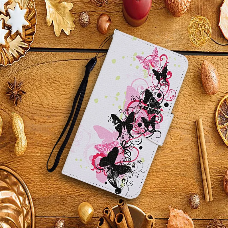 TPU + PU Leren Portemonnee Stand Telefoonhoesje met Lus voor Samsung Galaxy A72 5G / A72 4G - Vlinder