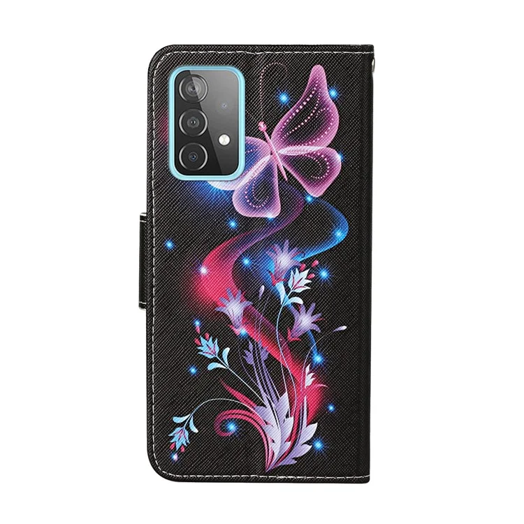 Impresión de Patrones TPU + PU Case de Teléfono de la Billetera de Cuero Con Cordón Para Samsung Galaxy A52 4G/5G / A52s 5G - Hermosa Flor