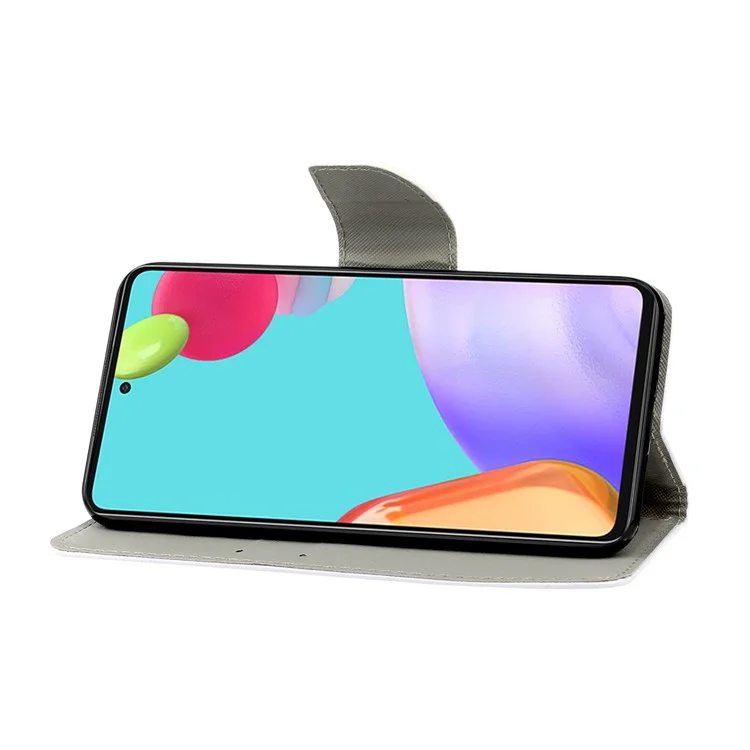 TPU + PU Stand Phone Stand Phone Com Cordão Para Samsung Galaxy A52 4G/5G / A52s 5G - Crisântemo