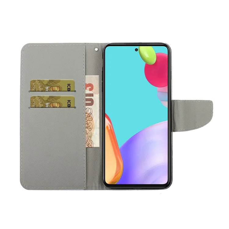 Case de Teléfono de la Billetera de Cuero TPU + PU Con Cordón Para Samsung Galaxy A52 4G/5G / A52s 5G - Crisantemo