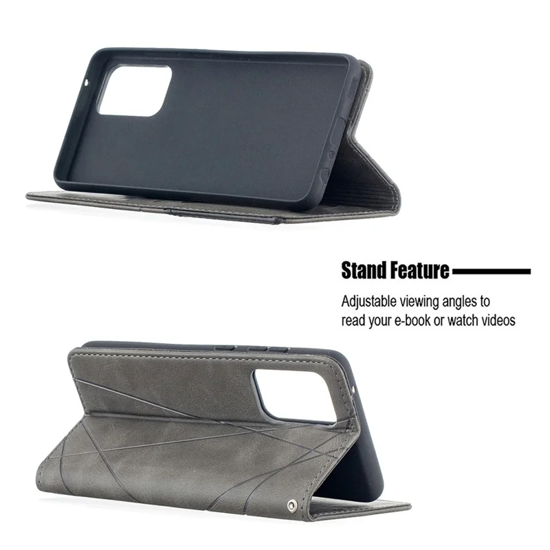 Étui en cuir avec motif géométrique, support et porte-cartes pour Samsung Galaxy A52 4G / 5G / A52s 5G - Gris