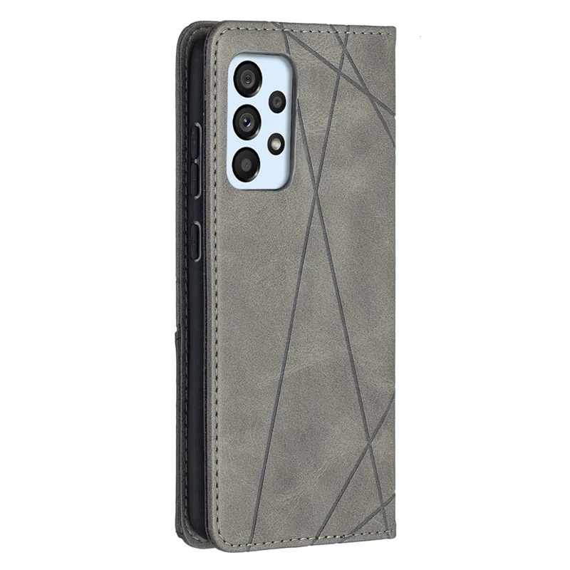 Étui en cuir avec motif géométrique, support et porte-cartes pour Samsung Galaxy A52 4G / 5G / A52s 5G - Gris