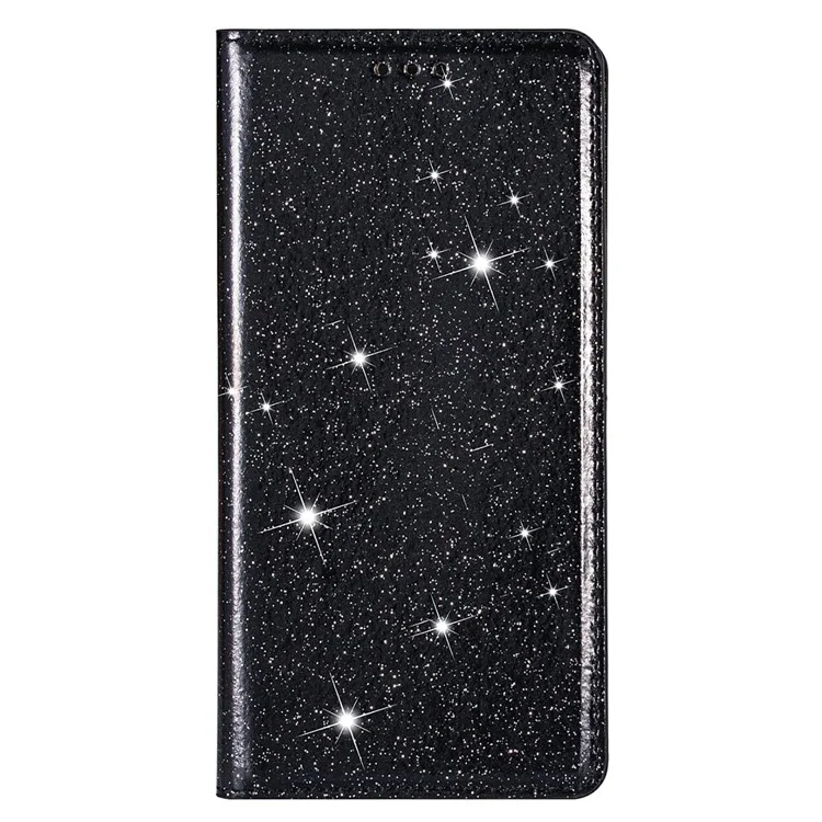 Coque En Cuir Ultra-mince Autorbé Par La Poudre Flash Pour Samsung Galaxy S21 Ultra 5G - Noir