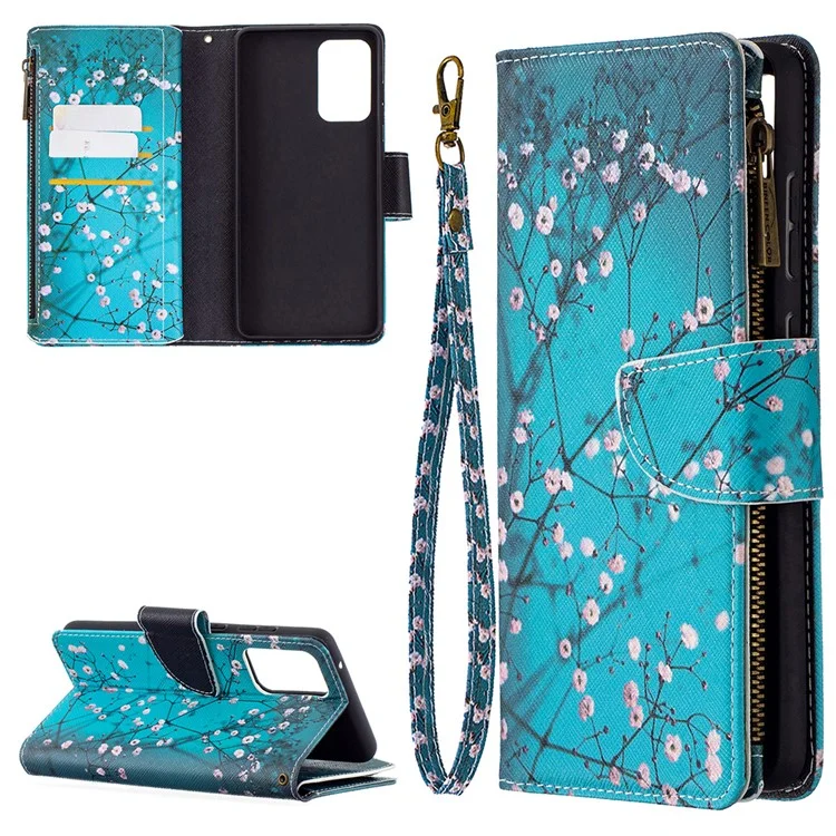 BF03 Zipper Wallet Pattern Printing Leather Phone Case for Samsung Galaxy A72 5G - Wintersweet