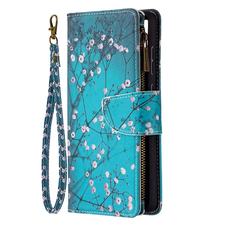 BF03 Zipper Wallet Pattern Printing Leather Phone Case for Samsung Galaxy A72 5G - Wintersweet