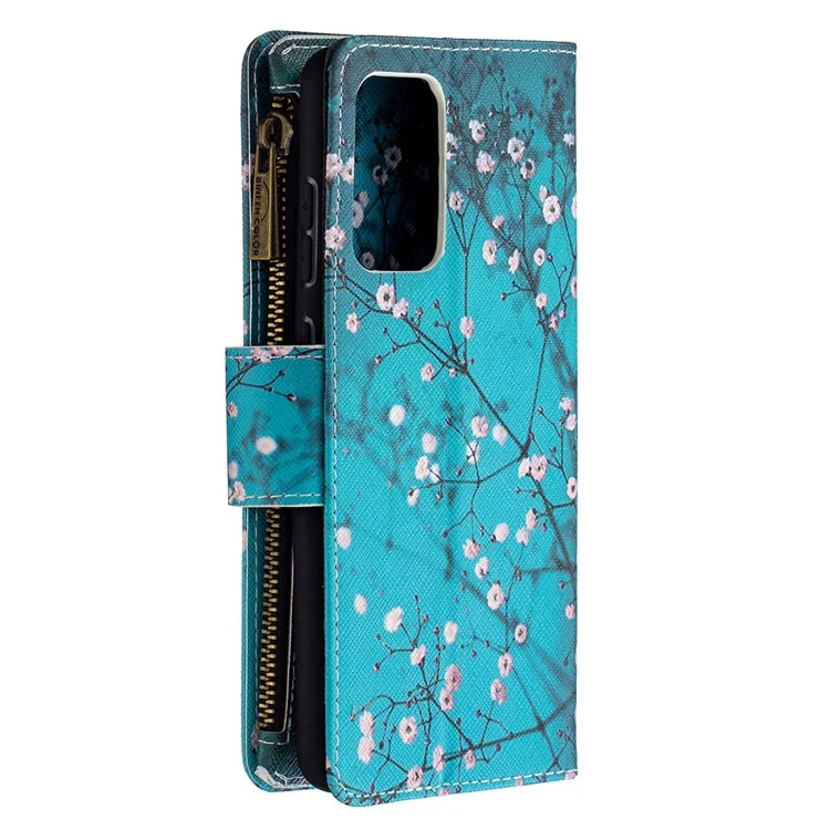 BF03 Zipper Wallet Pattern Printing Leather Phone Case for Samsung Galaxy A72 5G - Wintersweet