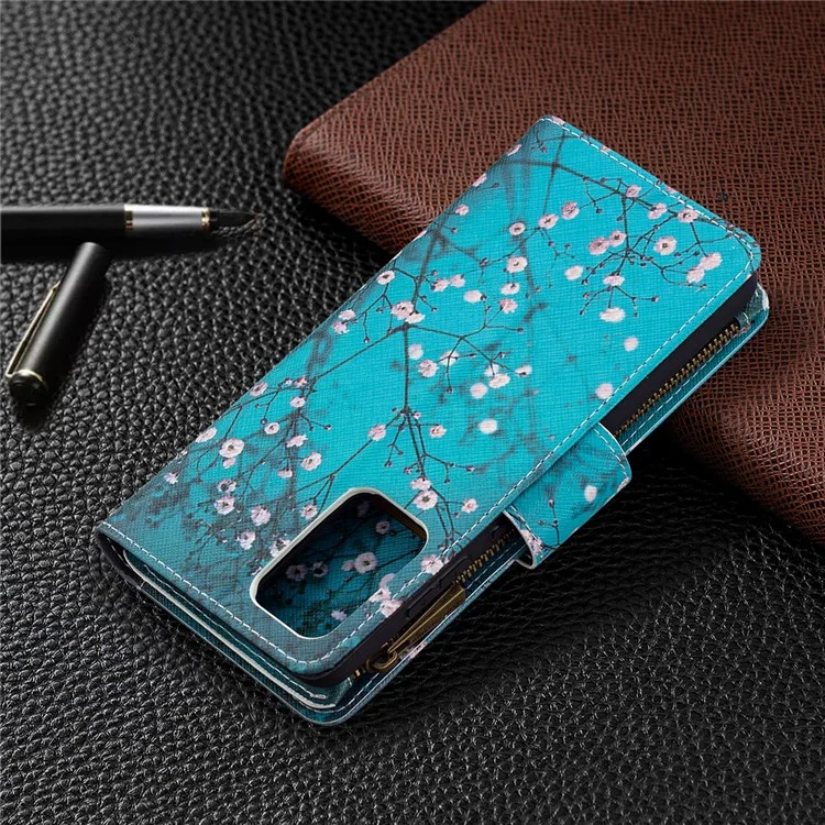 BF03 Zipper Wallet Pattern Printing Leather Phone Case for Samsung Galaxy A72 5G - Wintersweet