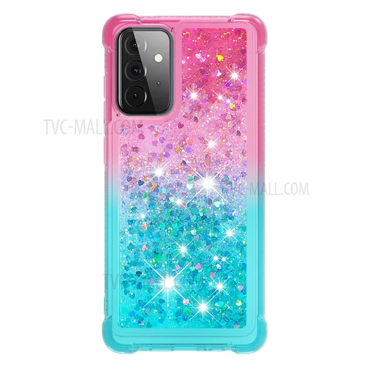 Schiera di Glitter Gradienti Suscetti di Scrataggi Anti-scratch Per Samsung Galaxy A72 5G - Rosa/cielo Blu