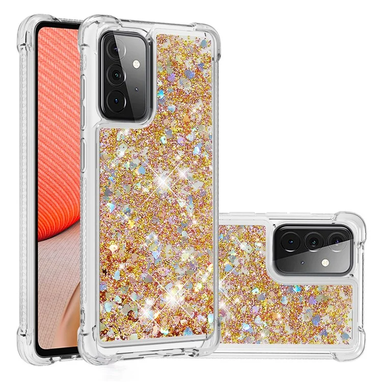Cubierta protectora de concha dinámica de arena movediza de TPU para Samsung Galaxy A72 5G - Oro